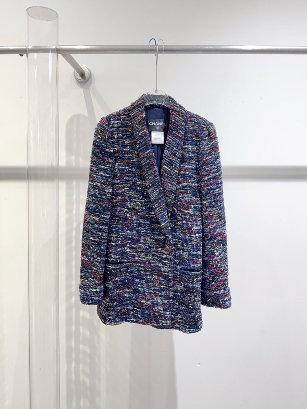 🚩steal CHANEL Multicolor Tweed Double-Breasted Blazer Jacket